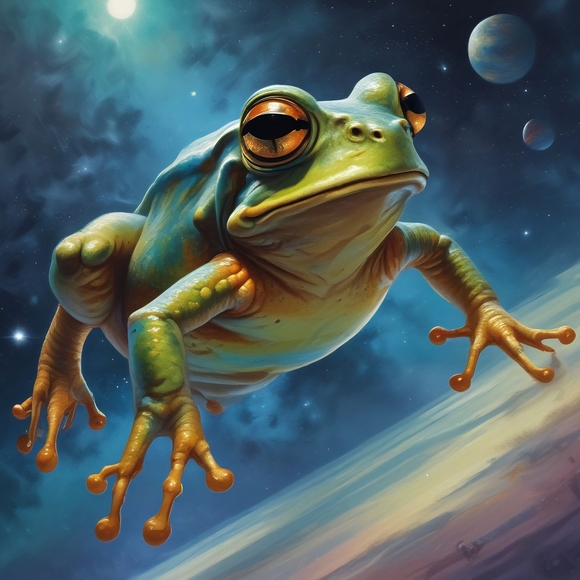 Frog in Space Art Print - Picture 1 of 1